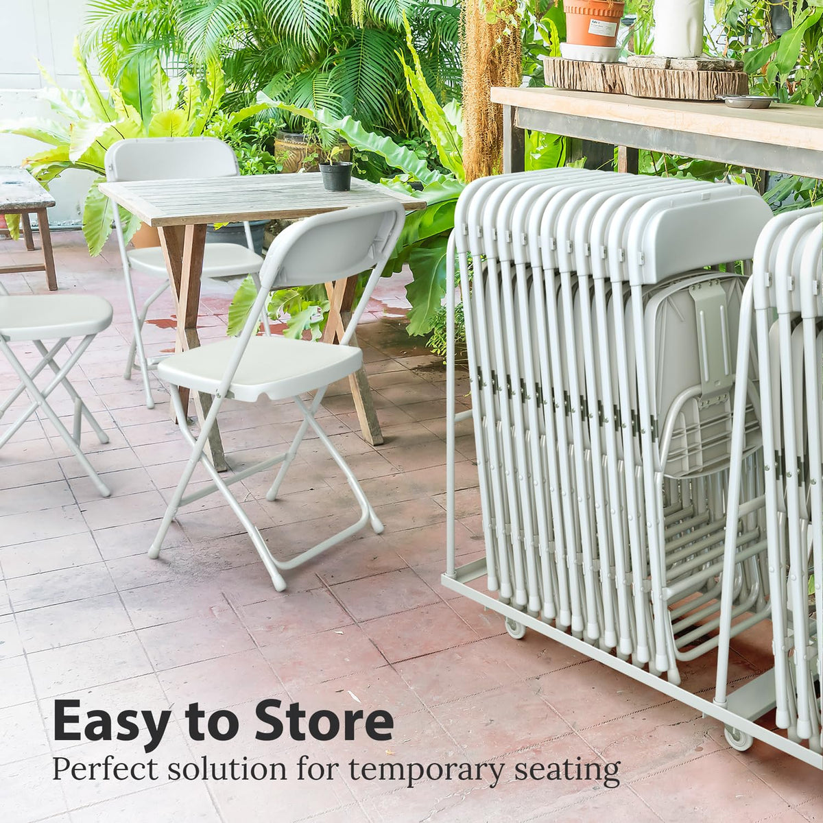 White Foldable Plastic Chair 9 Pack H314457