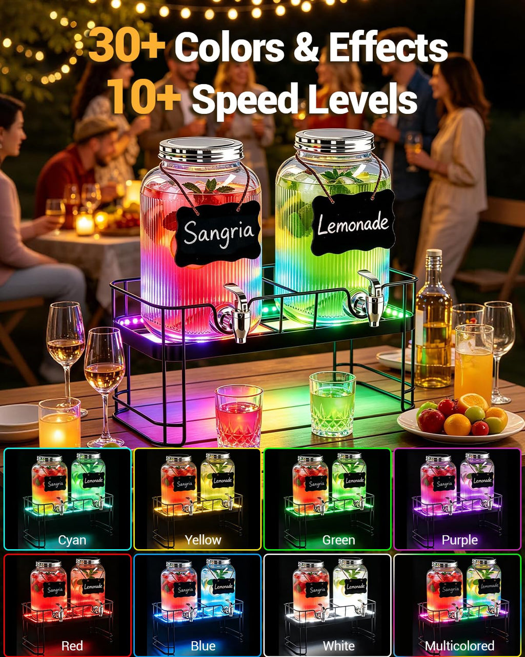 2 Pack 1 Gallon Glass Drink Dispensers with Stand U46529
