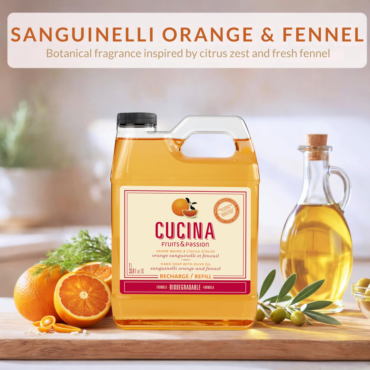 Liquid Hand Soap Refill, Orange & Fennel, 1 L Z1803