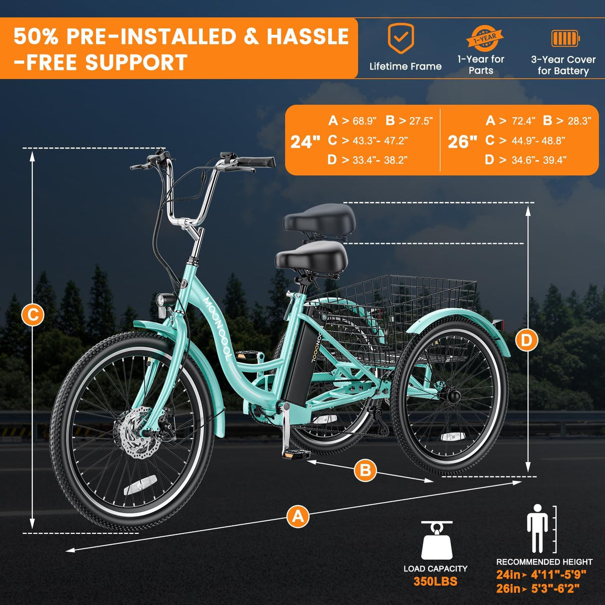3 Wheel Electric Bike for Adults E40789