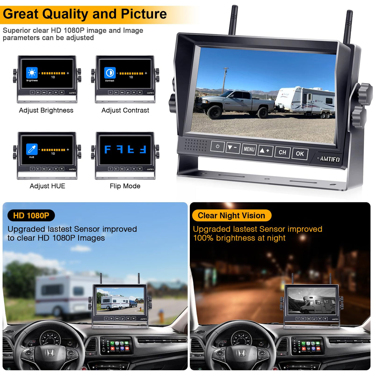 1080P Wireless RV Backup Camera O36927
