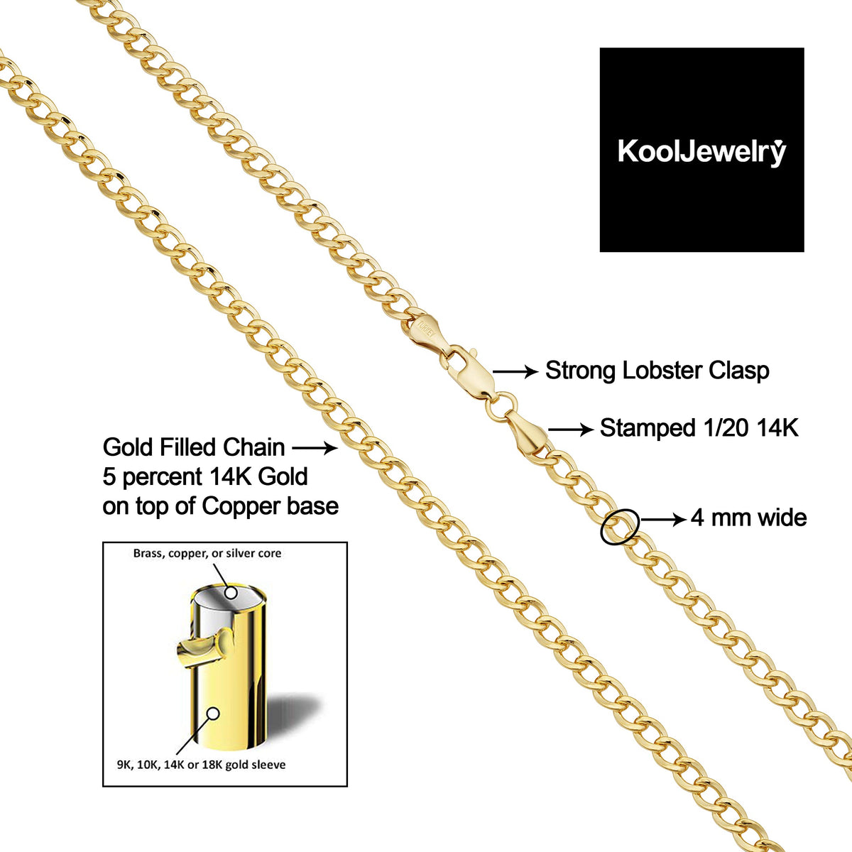 14K Yellow Gold Filled Miami Cuban Chain Necklace V737853