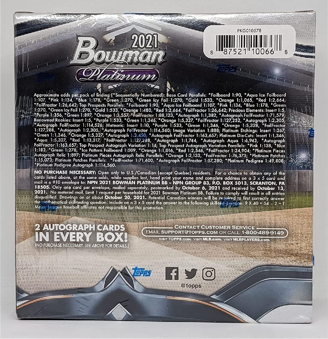 2021 Bowman Platinum MLB Baseball Card Mega Box F4405