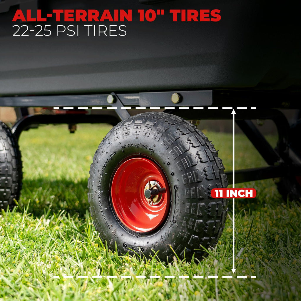 Heavy Duty 2-in-1 Convertible Handle Garden Dump Cart 800-Pound 10" Pneumatic Tires Q2052