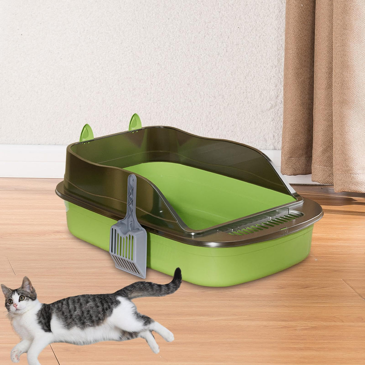 Green Semi Closed Sifting Cat Litter Box E83854