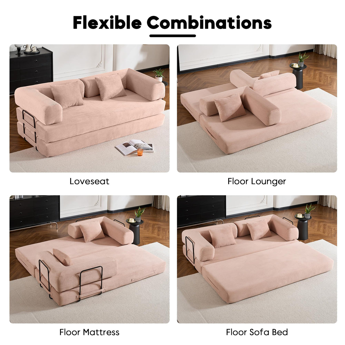 Pink Convertible Floor Sofa Bed J381596