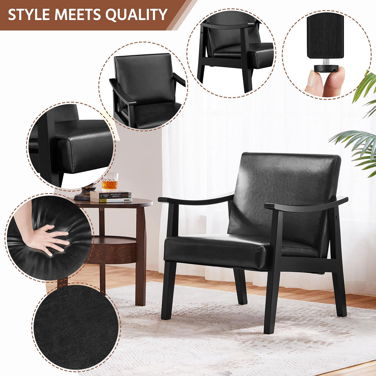 Black Faux Leather Accent Chairs J972120