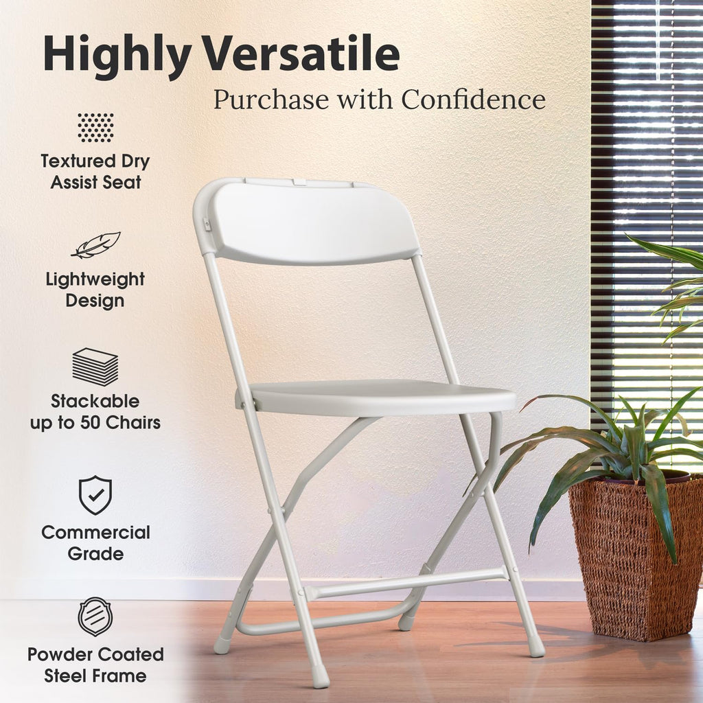 White Foldable Plastic Chair 9 Pack H314457