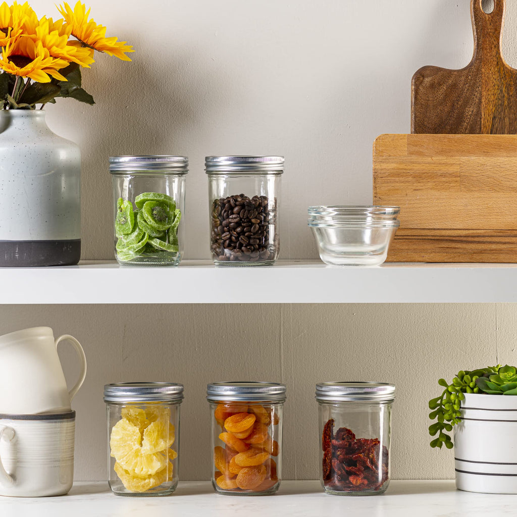 16 oz Wide-Mouth Glass Mason Jars with Airtight Lids, 6 Pack T61067