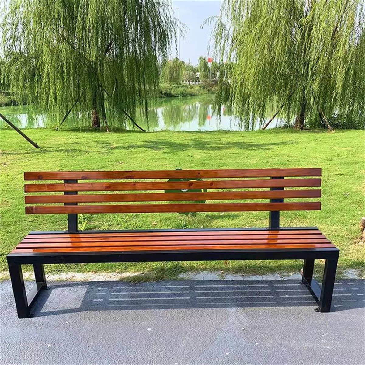 Midnight Black Engineered Wood Patio Bench Z3077