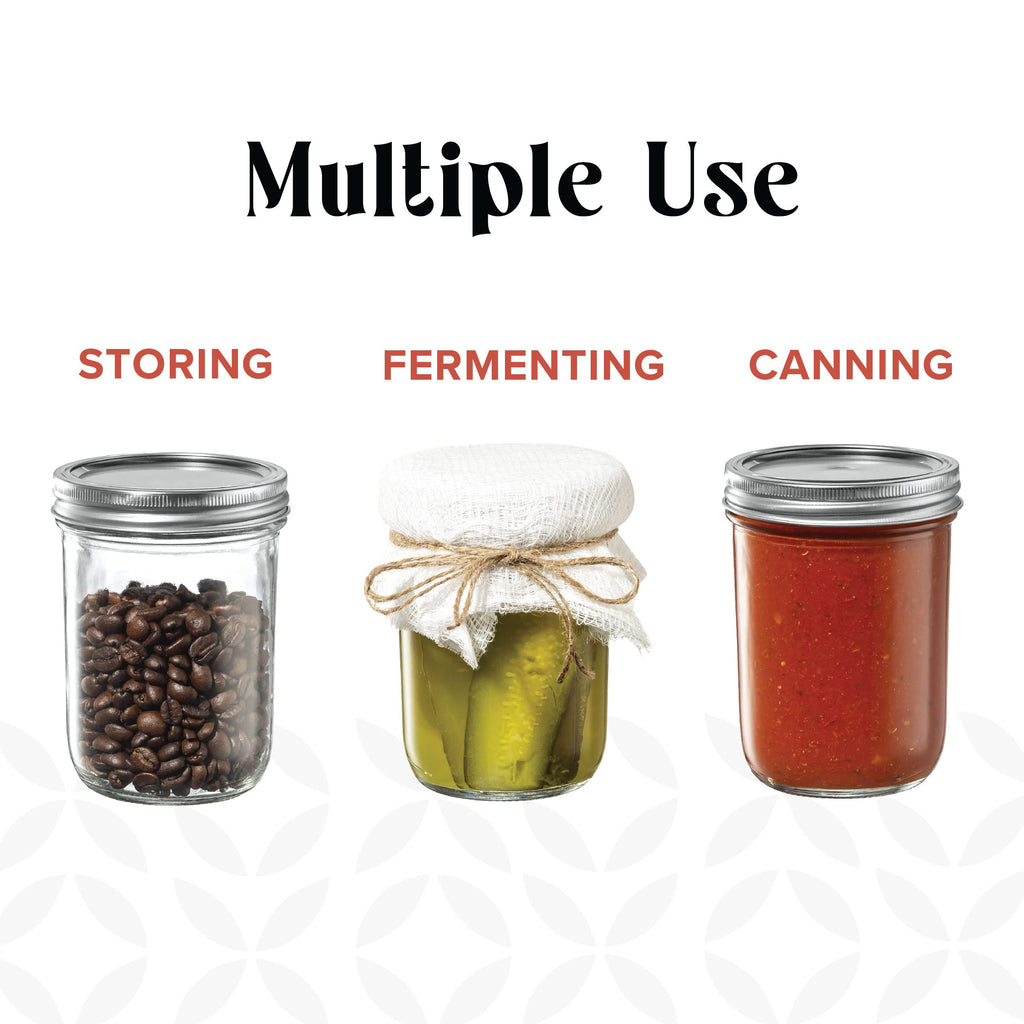 16 oz Wide-Mouth Glass Mason Jars with Airtight Lids, 6 Pack T61067