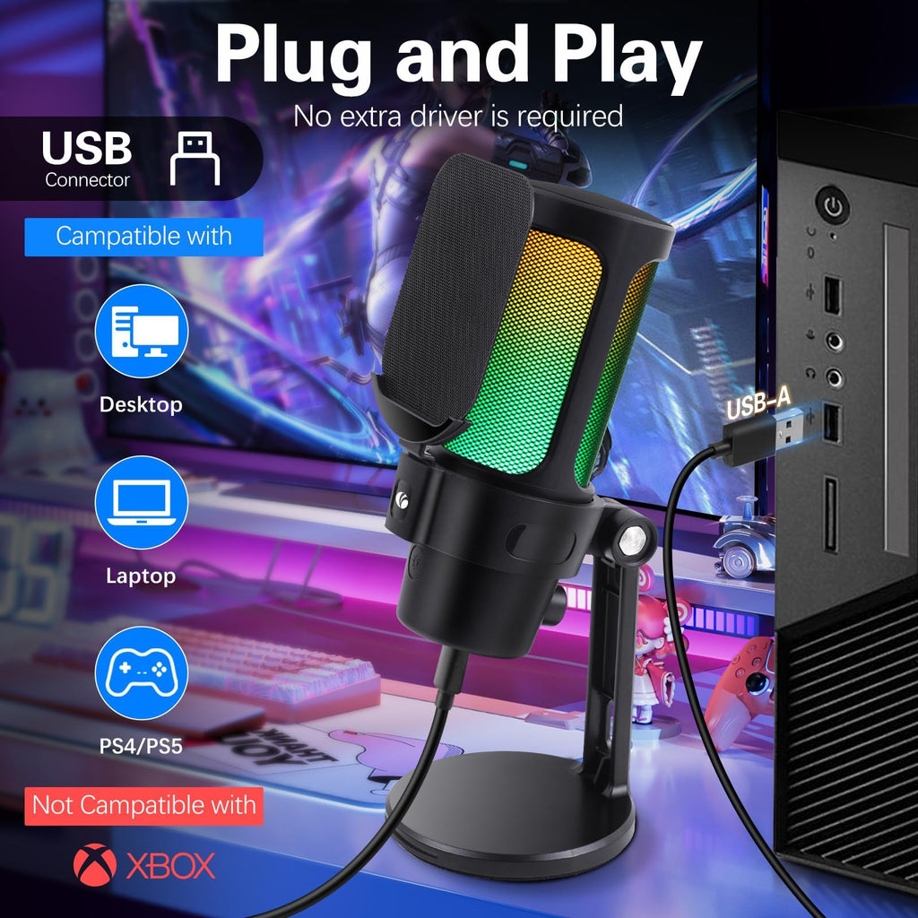 USB Condenser Microphone with Quick Mute, Pop Filter, Shock Mount E879660