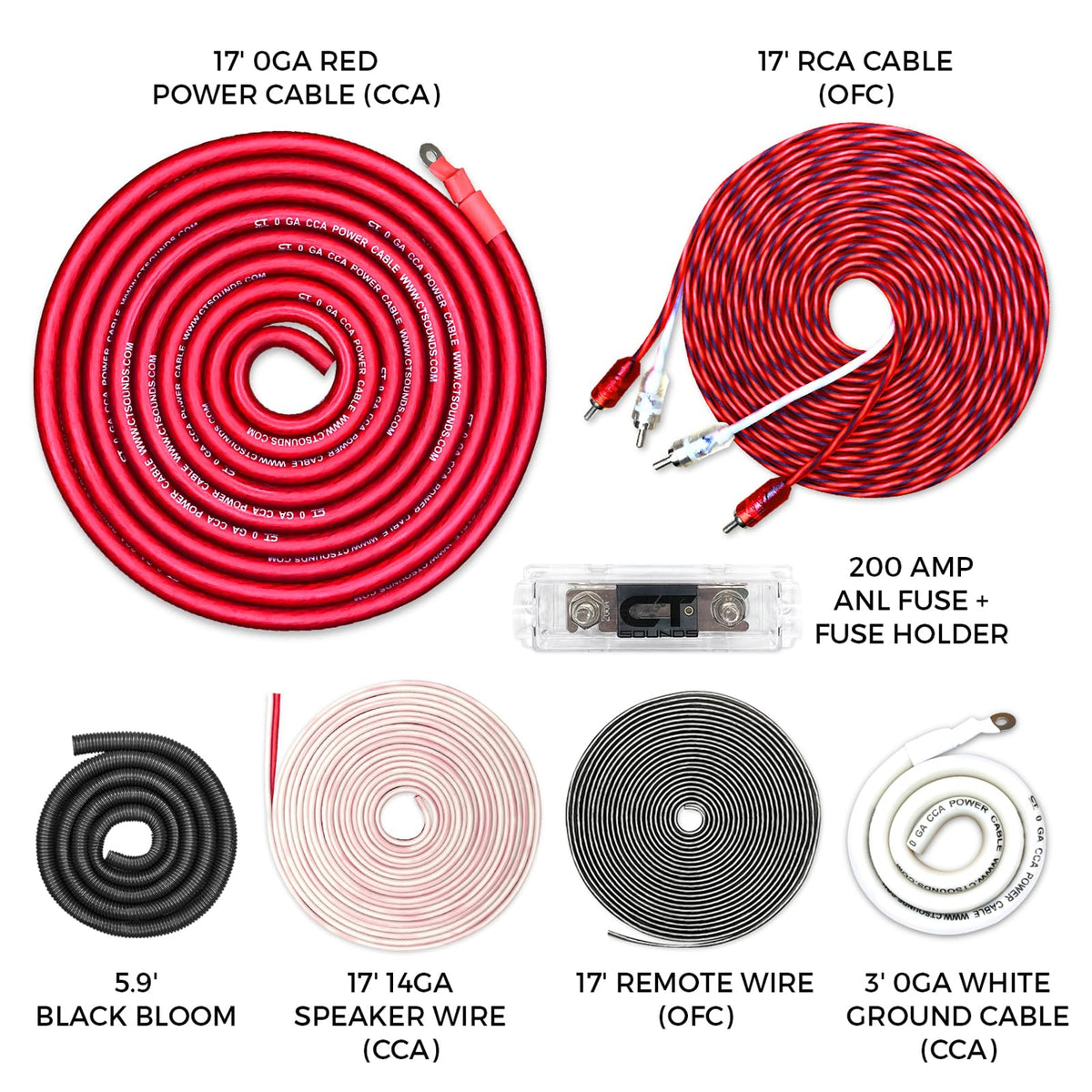 1/0 Gauge CCA Amp Wiring Install Kit U670