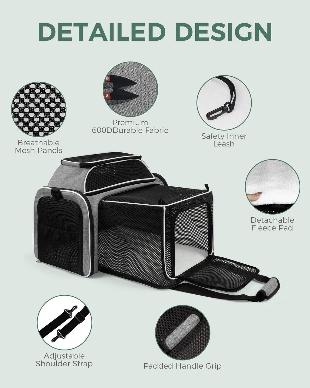 Airline Approved Soft Side Pet Carrier with Fleece Pad L3509