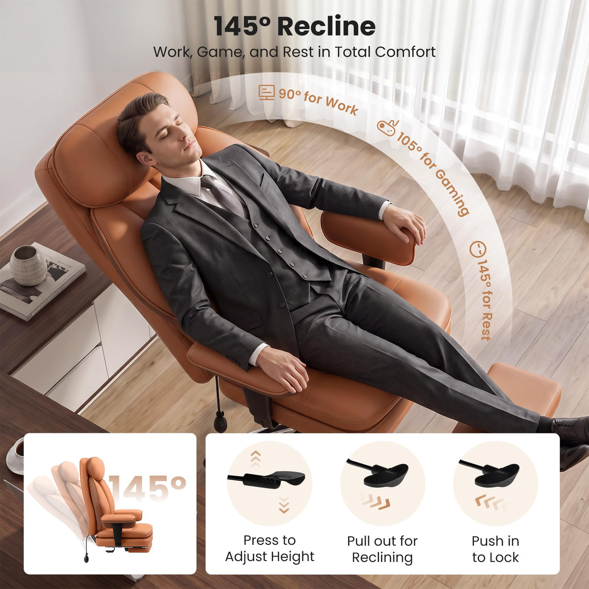 Big and Tall Office Chair with Inflatable Lumbar Support A2352