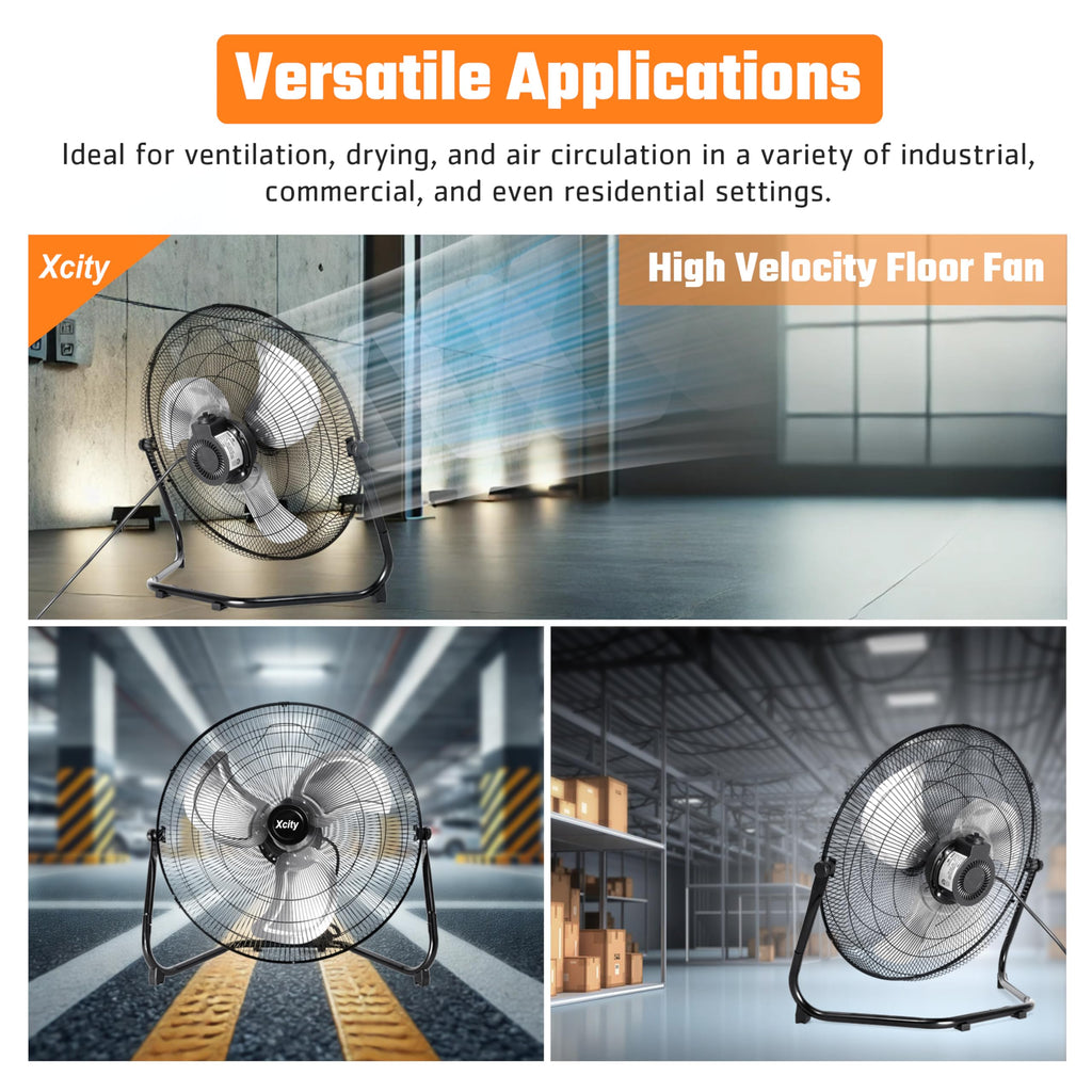 20 Inch Metal Industrial Floor Fan 4650 CFM 3-speed S498910