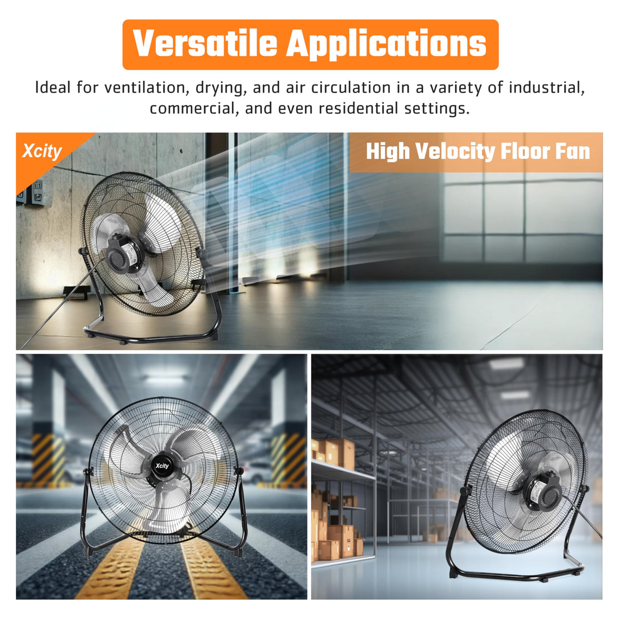 20 Inch Metal Industrial Floor Fan 4650 CFM 3-speed S498910