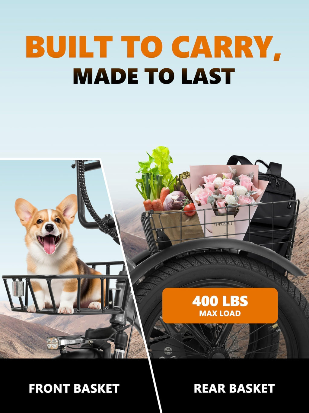 Foldable 3-Wheel Electric Trike Bike with 1200W Peak Motor X1529