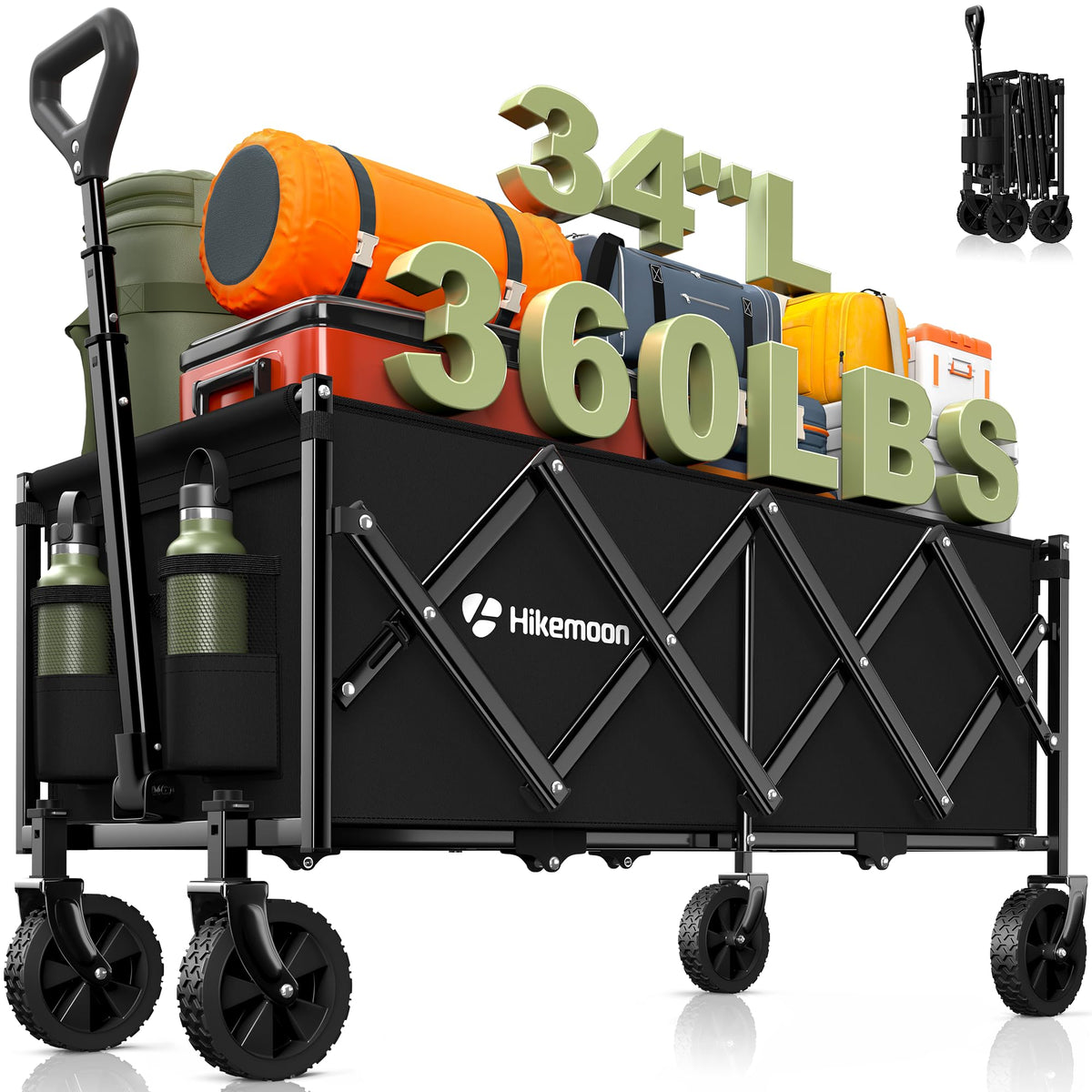 34'' Extra Long Folding Portable Wagon Cart G537576