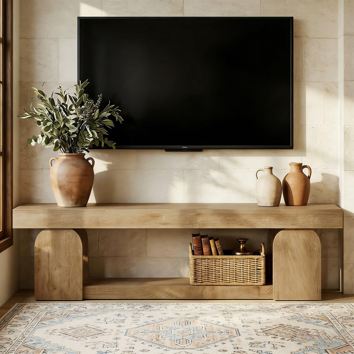 63" Wood TV Stand with Open Storage Shelf R595667