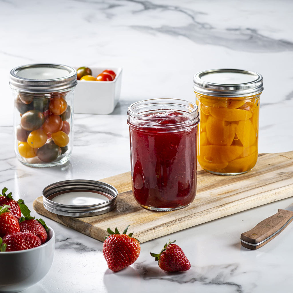 16 oz Wide-Mouth Glass Mason Jars with Airtight Lids, 6 Pack T61067
