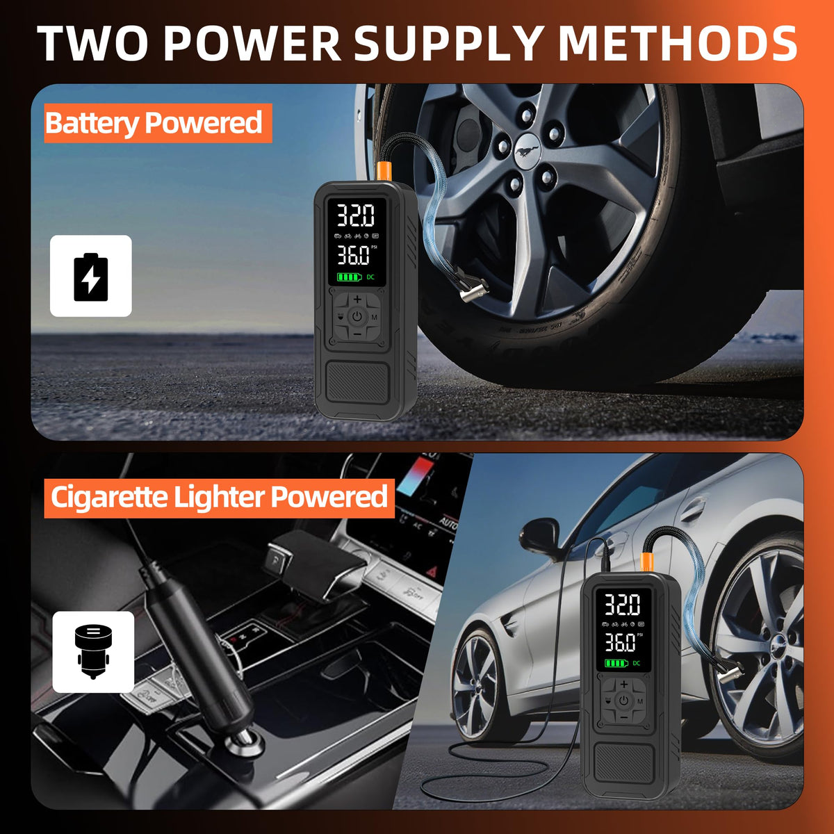 Portable Air Compressor 6000mAh 150PSI Tire Inflator E1485