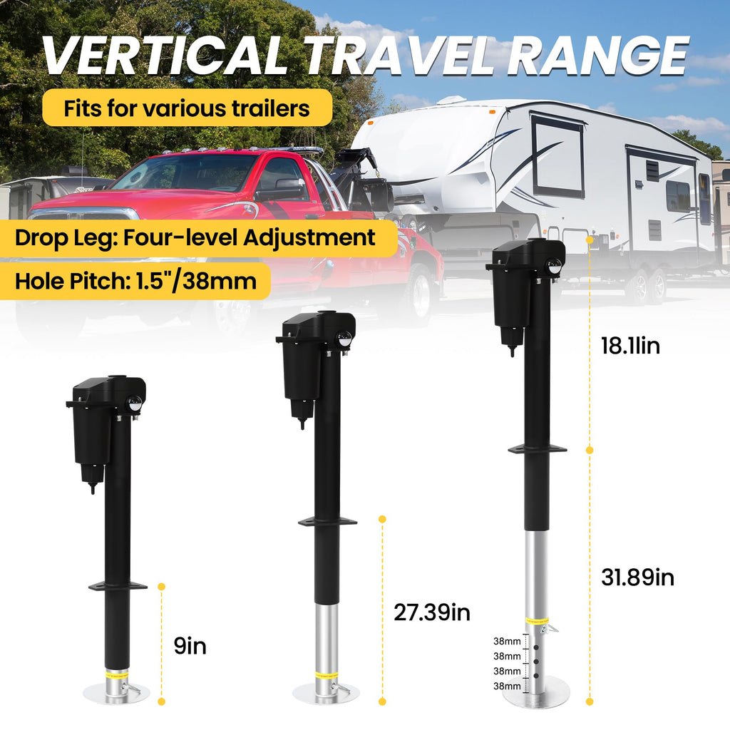 12V 3500lb Electric Tongue Jack with Drop Foot & LED Light S52426