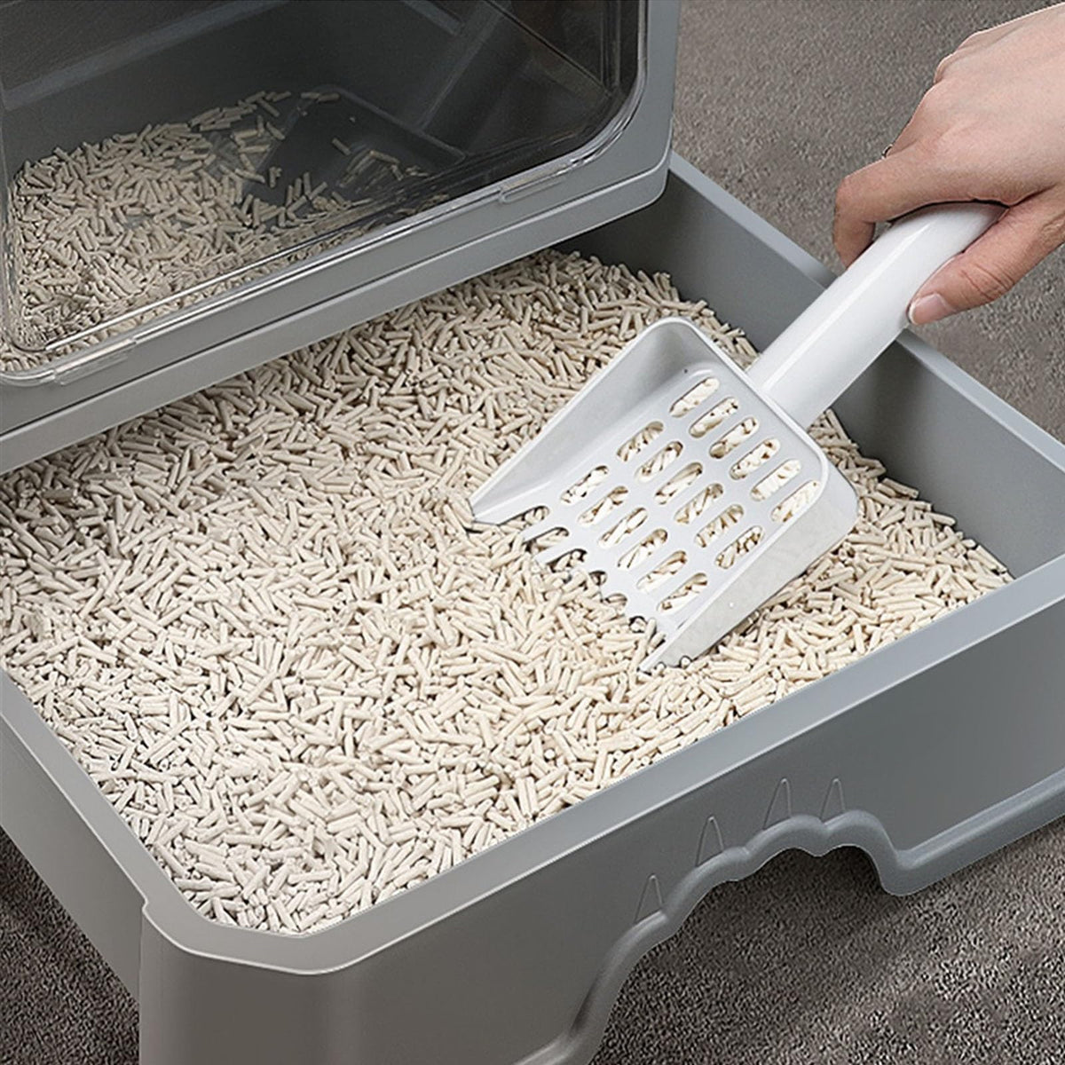 Foldable Enclosed Cat Litter Box with Lid J6284