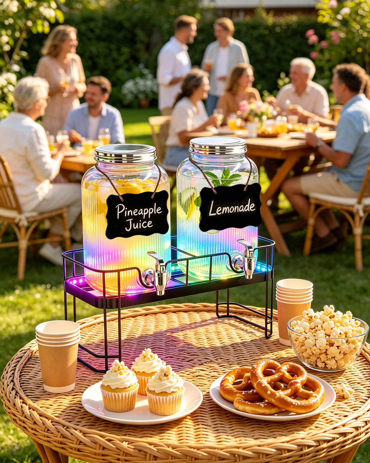 2 Pack 1 Gallon Glass Drink Dispensers with Stand U46529