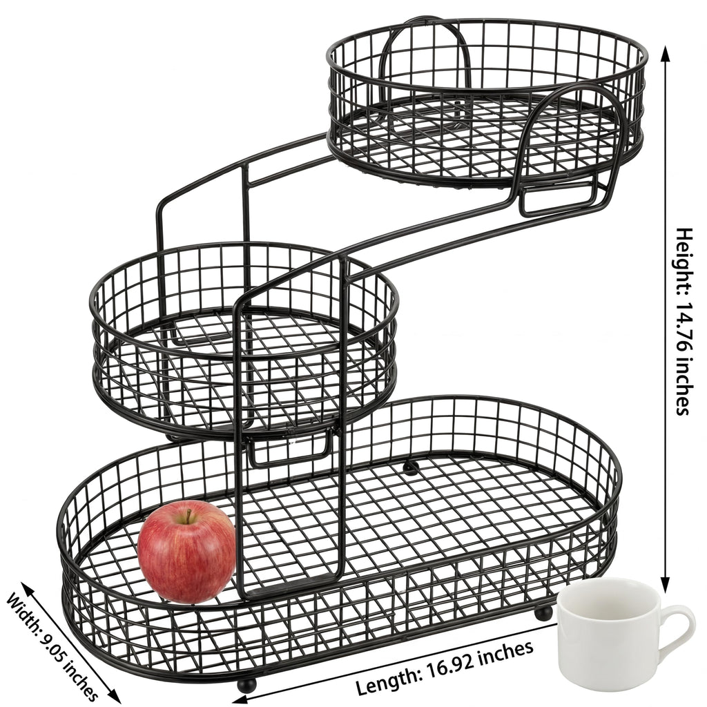 3-Tier Metal Fruit Basket Vegetable Storage Basket T372