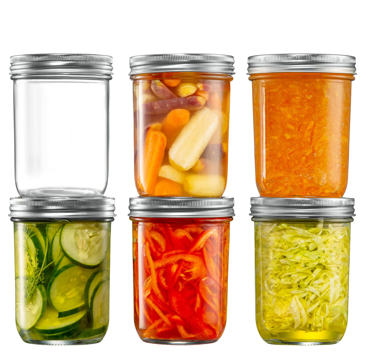 16 oz Wide-Mouth Glass Mason Jars with Airtight Lids, 6 Pack T61067
