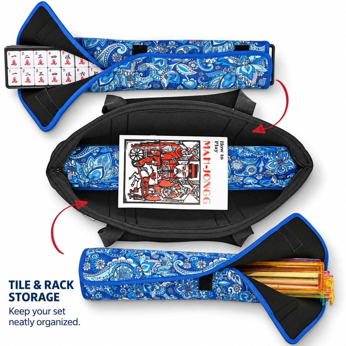 American Mahjong Set with 4 Rack Pushers & Carry Bag R15482