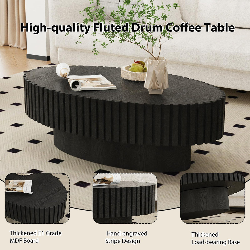 Black Oval Fluted Coffee Table Y2581
