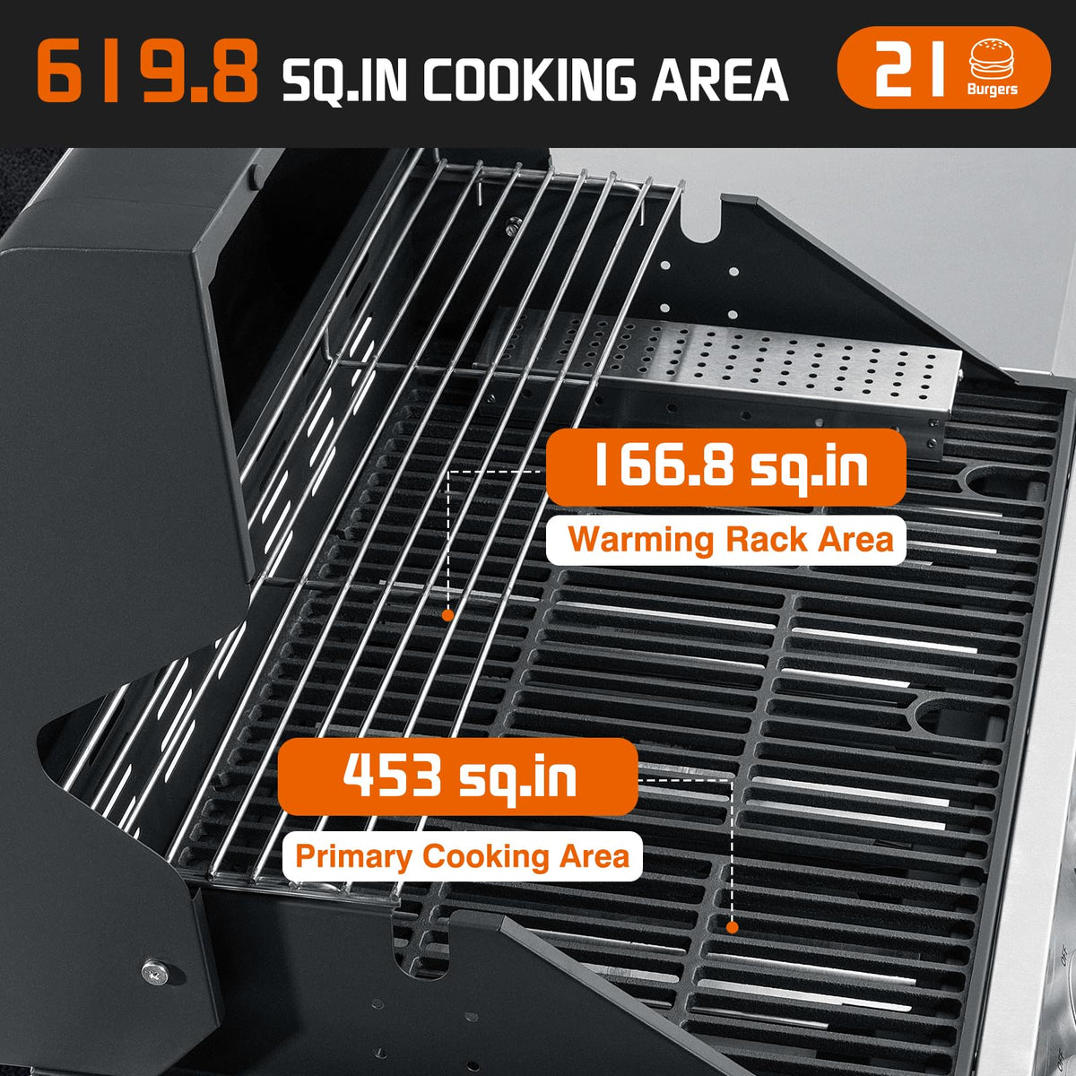 Propane Gas Grill 5+1 Stainless Steel with Side Burner G22452