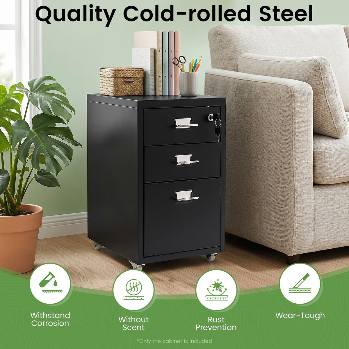 3 Drawer File Cabinet with Lock R554