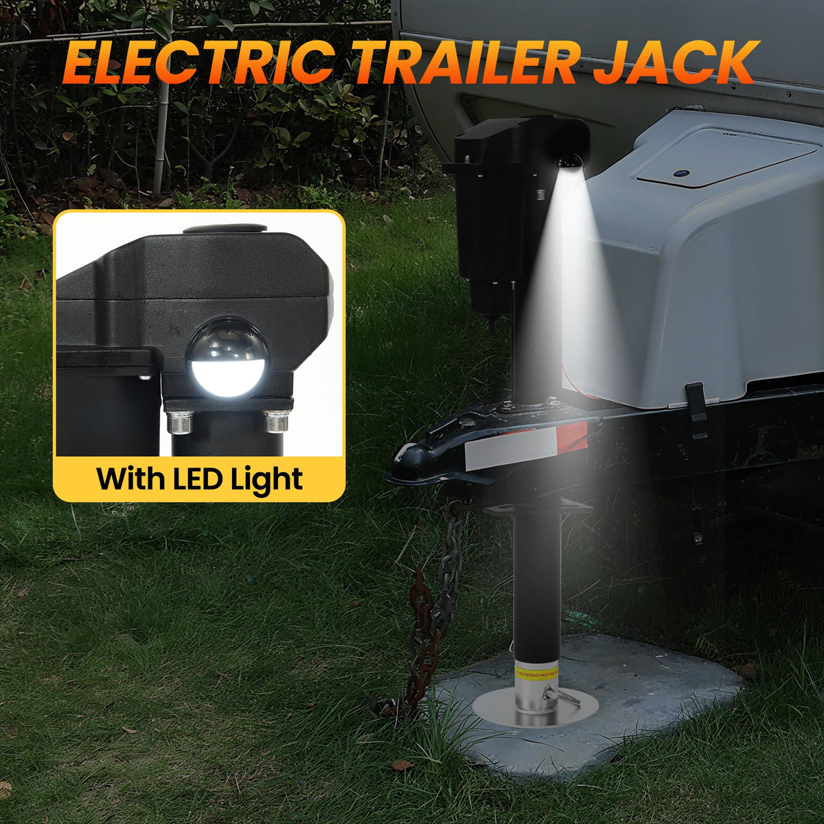 12V 3500lb Electric Tongue Jack with Drop Foot & LED Light S52426