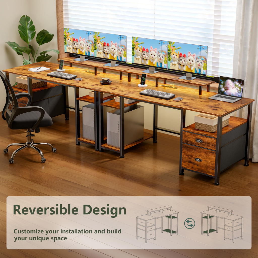 51" Computer Desk with Outlets & LED, Brown E287