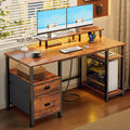 51" Computer Desk with Outlets & LED, Brown E287