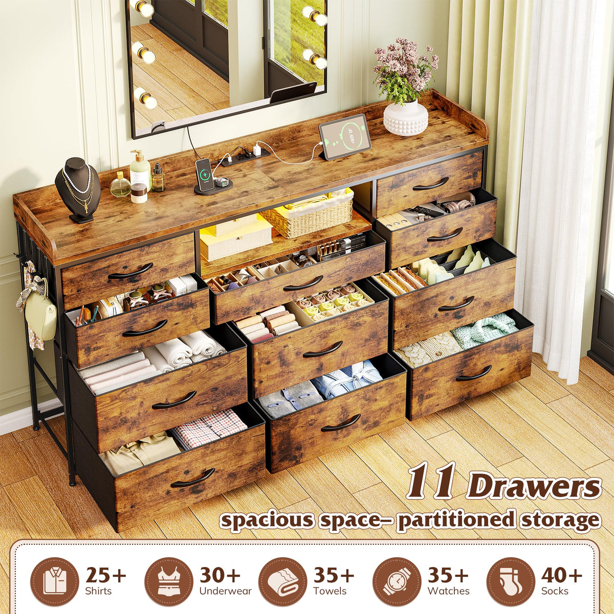 Brown 11 Drawer Dresser K558