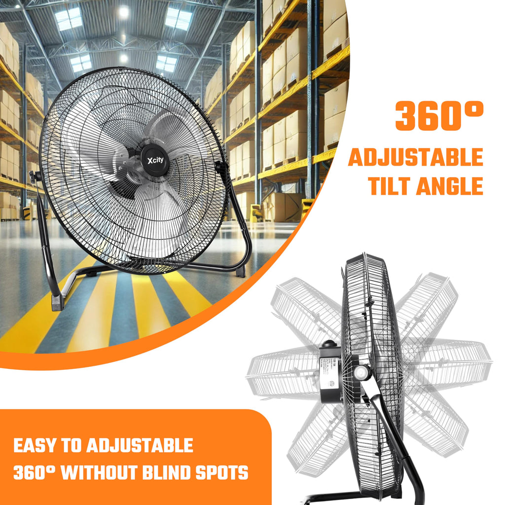 20 Inch Metal Industrial Floor Fan 4650 CFM 3-speed S498910