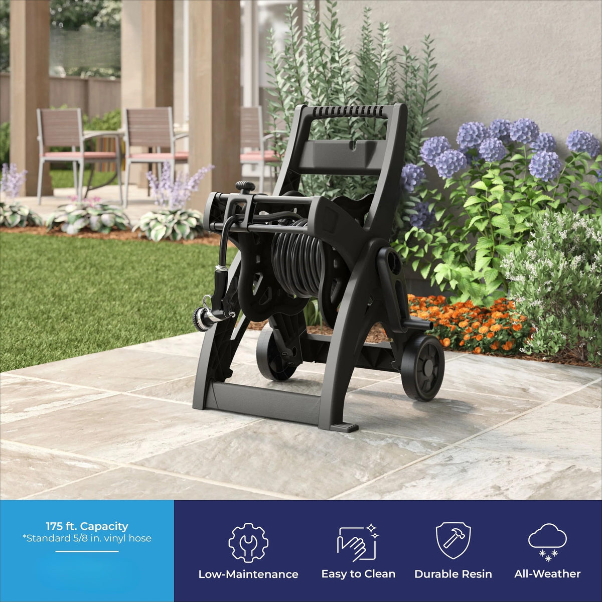 175-inch Wheeled Garden Hose Reel Cart R909