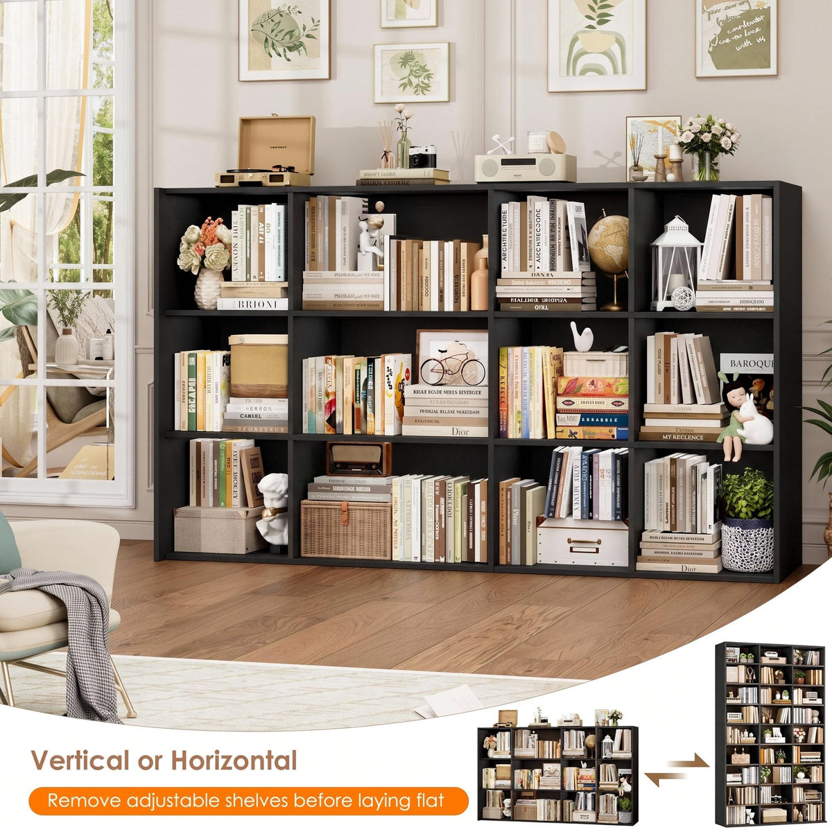 75'' H Black 27 Cube Bookshelf Z539276