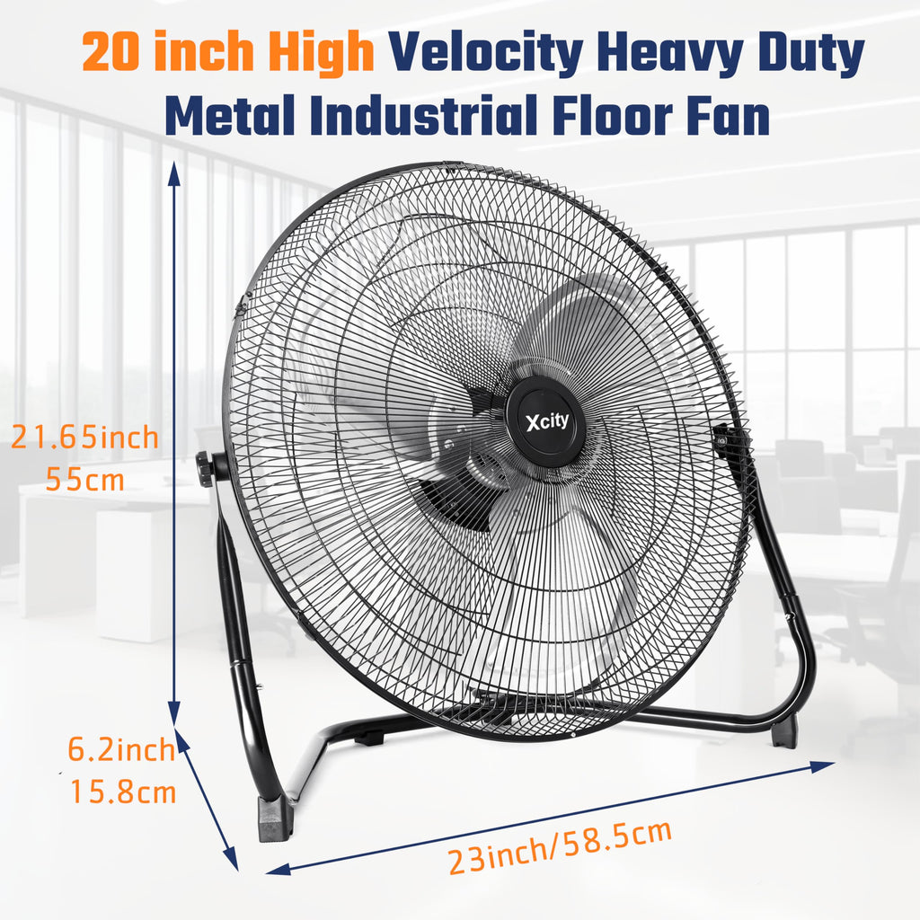 20 Inch Metal Industrial Floor Fan 4650 CFM 3-speed S498910