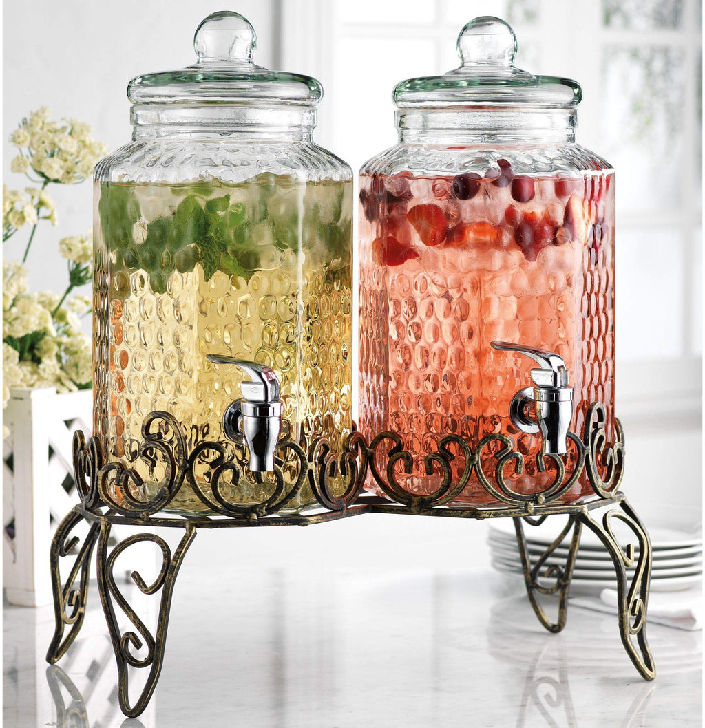 1 Gallon Glass Beverage Dispenser with Spigot Set of 2 E691725